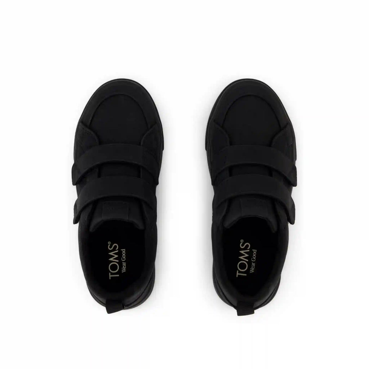 Cruz Double Strap Kids Sneaker Black Microsuede