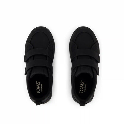 Cruz Double Strap Kids Sneaker Black Microsuede