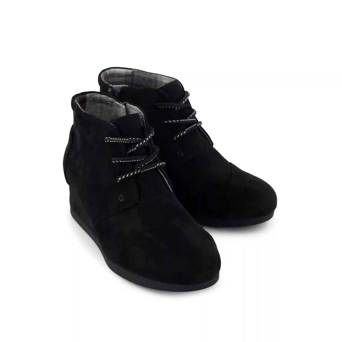 Black Microsuede Desert Wedge Kids Boot
