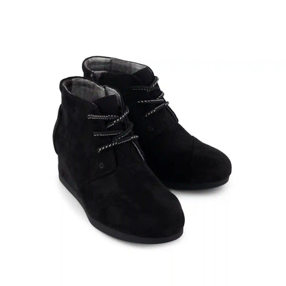 Black Microsuede Desert Wedge Kids Boot