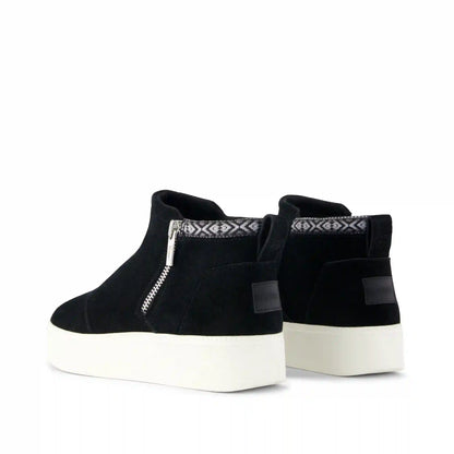 Womens Percy Mid Platform Sneaker Water Resistant Black Suede