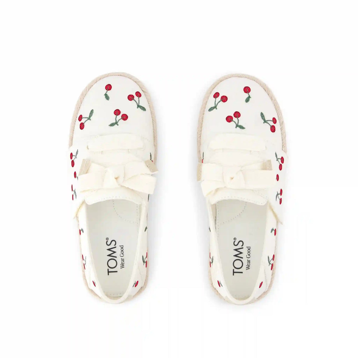 Carolina Lace-Up Kids Espadrille Embroidered Cherries