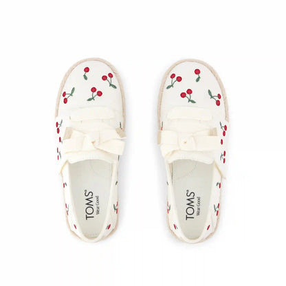 Carolina Lace-Up Kids Espadrille Embroidered Cherries