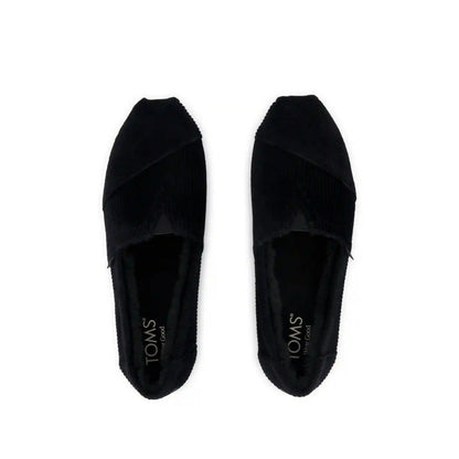 Womens Alpargata Classic Black Velvet Faux Fur