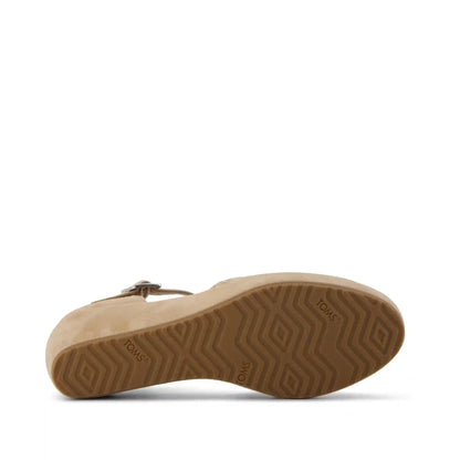 Womens Gwyneth Wedge Taupe Deco Stitch Microsuede