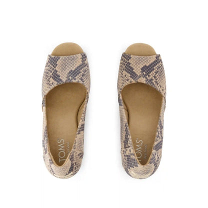 Womens Essential Wedge Taupe Snake Print Suede