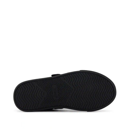 Cruz Double Strap Kids Sneaker Black Microsuede