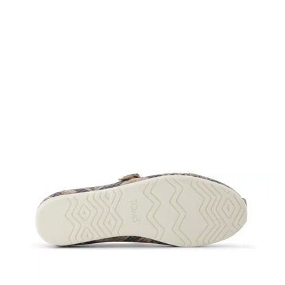 Womens Alpargata Mary Jane Taupe Snake Print Suede