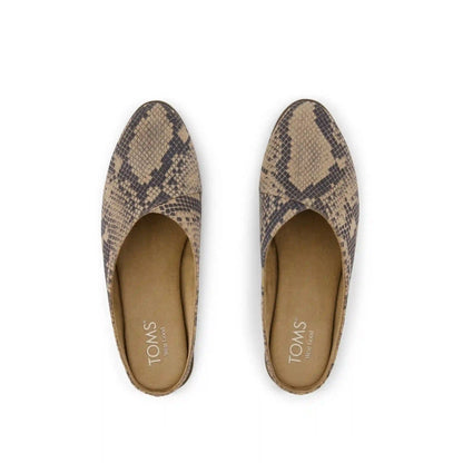 Womens Amelia Mule Taupe Snake Print Suede
