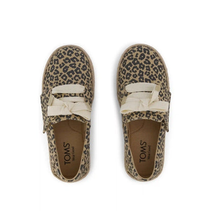 Carolina Lace-Up Kids Espadrille Natural Leopard Print