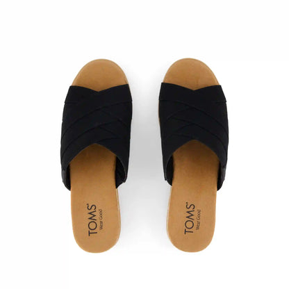 Womens Diana Crossover Mule Wedge Sandal Black Canvas
