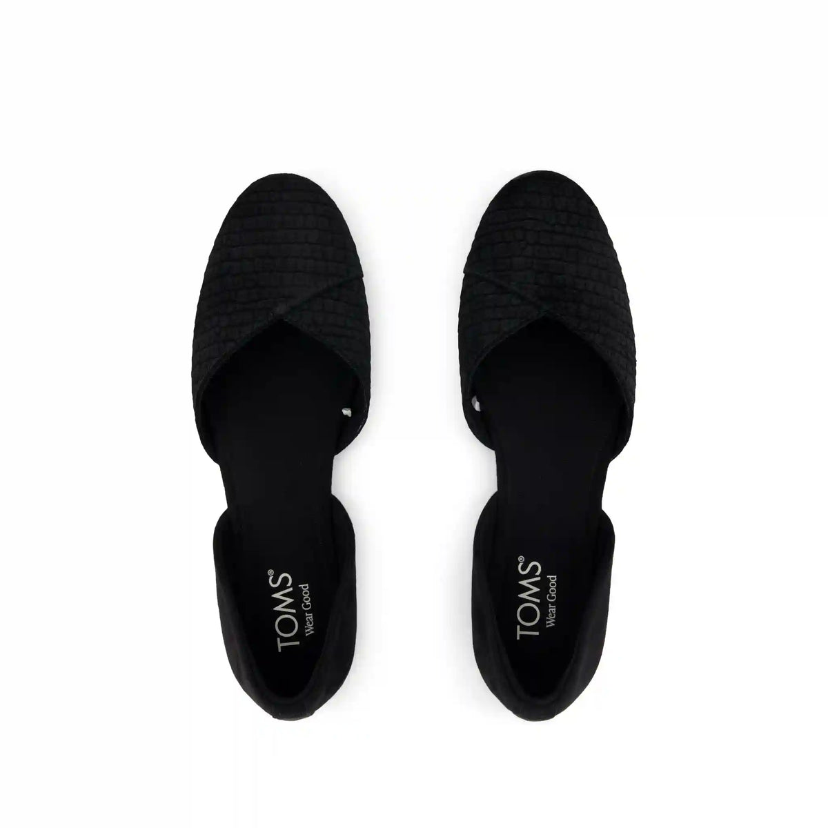 Womens Gemma D'Orsay Flat Black Croc Microsuede