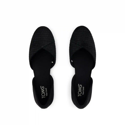 Womens Gemma D'Orsay Flat Black Croc Microsuede