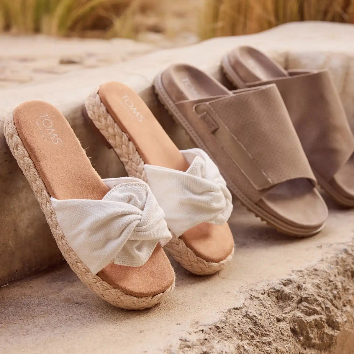Abby Slide Flatform Espadrille Sandal White Beachside Woven