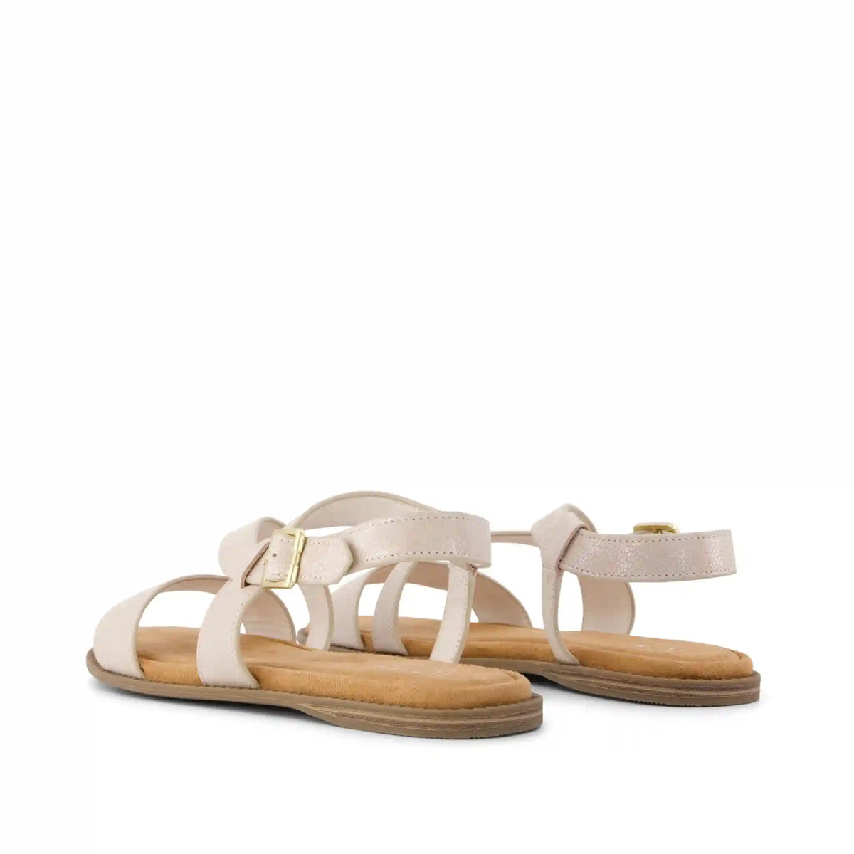 Womens Mar Strappy Sandal Champagne Shimmer Suede