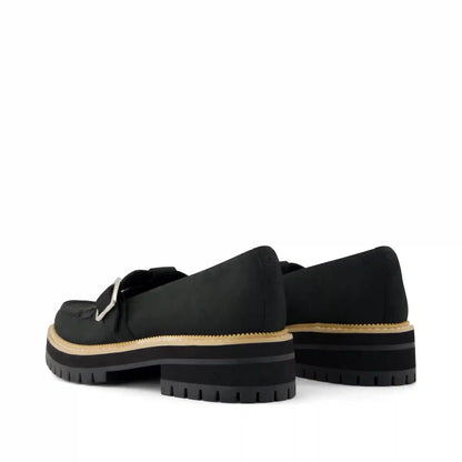 Womens Cara Mary Jane Loafer Black Nubuck Leather