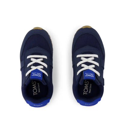 TRVL LITE Retro Runner Toddler Sneaker Water Repellent Multi Navy Vintage Twill