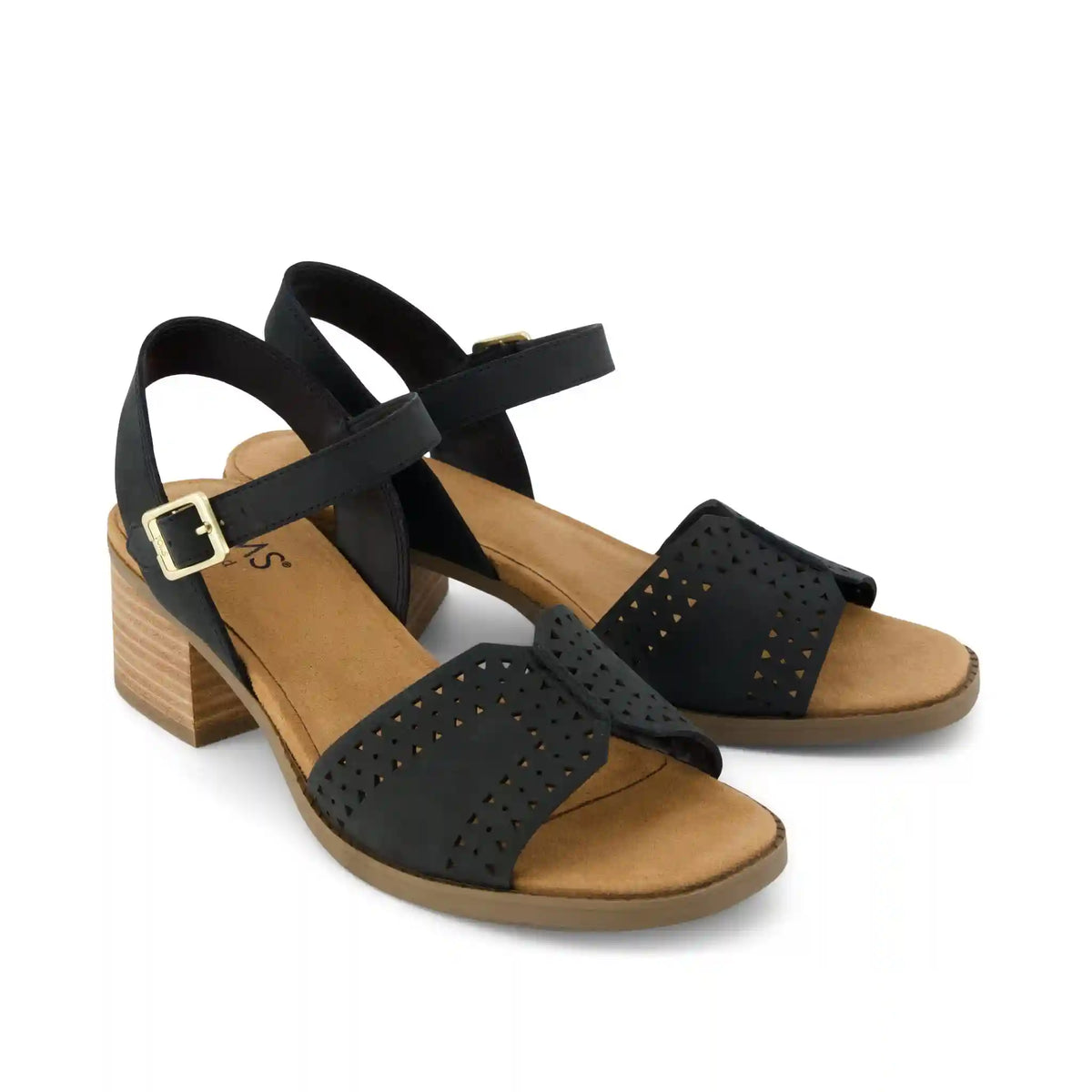 Womens Eloise Sandal Black Perforated Leather