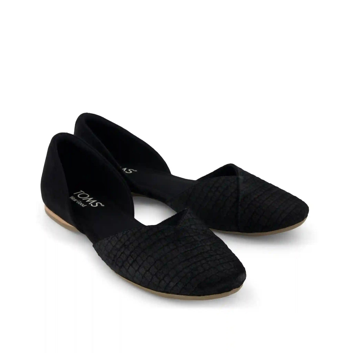 Womens Gemma D'Orsay Flat Black Croc Microsuede