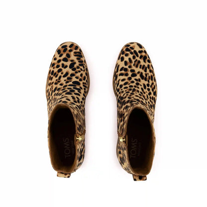 Womens Delilah Heeled Boot Brown Sugar Leopard Print Hair Leather