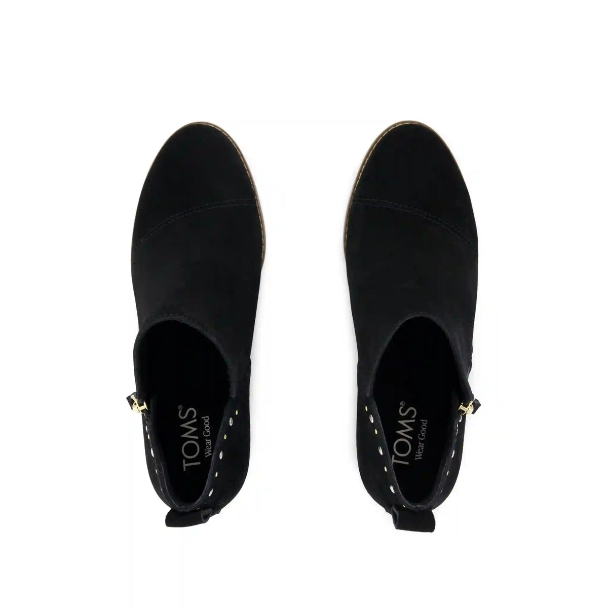 Womens Goldie Wedge Ankle Bootie Black Suede with Studs