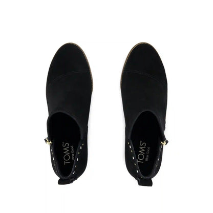 Womens Goldie Wedge Ankle Bootie Black Suede with Studs