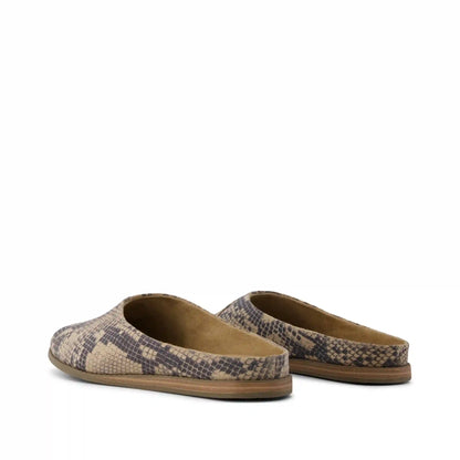 Womens Amelia Mule Taupe Snake Print Suede