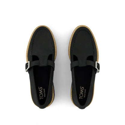 Womens Cara Mary Jane Loafer Black Nubuck Leather