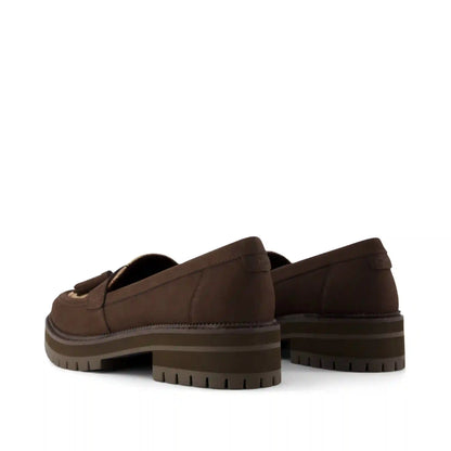 Womens Cara Tassel Loafer Chocolate Brown Plaid