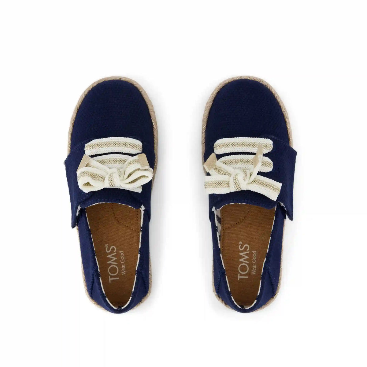 Carolina Lace-Up Kids Espadrille Navy Beachside Woven