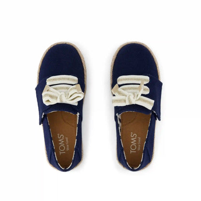 Carolina Lace-Up Kids Espadrille Navy Beachside Woven