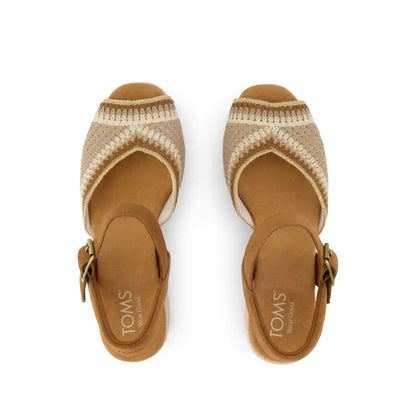 Womens Isla Peep Toe Heeled Sandal Almond Crochet