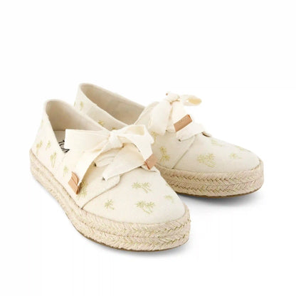 Womens Carolina Lace-Up Espadrille Metallic Embroidered Palm Trees