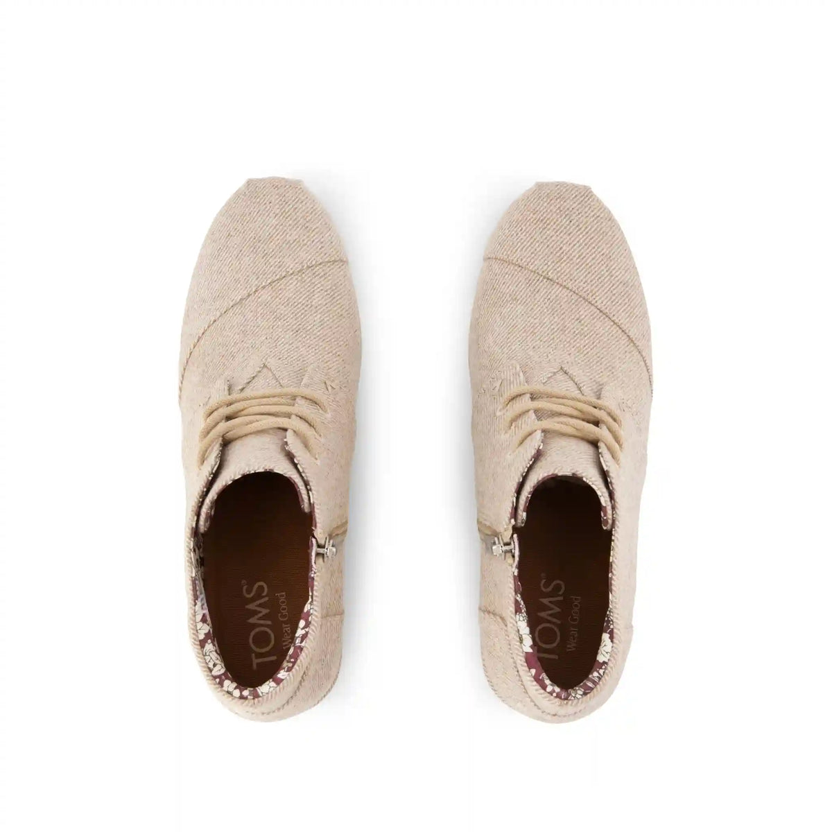Womens Desert Wedge Ankle Bootie Natural Shimmer Twill