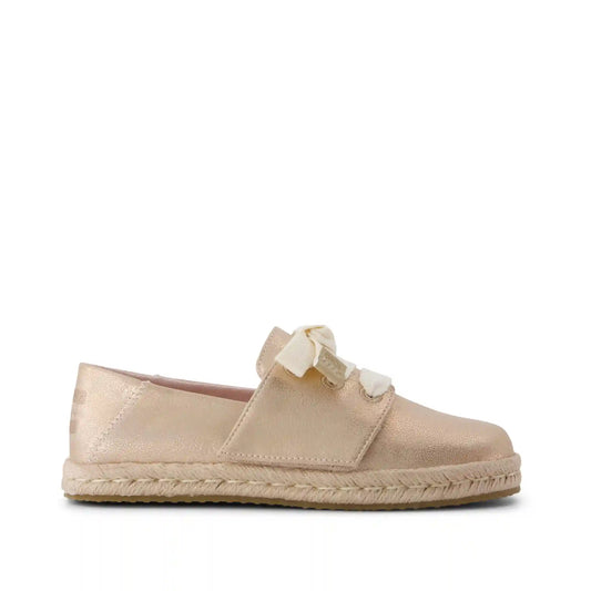 Carolina Lace-Up Kids Espadrille Seashell Metallic Faux Leather