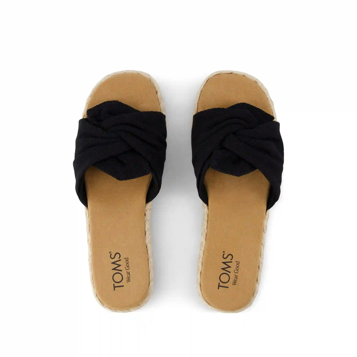 Abby Slide Flatform Espadrille Sandal Black Beachside Woven