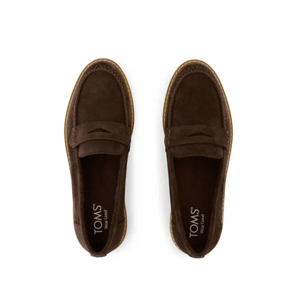 Womens Marie Loafer Chocolate Brown Deco Stich Suede