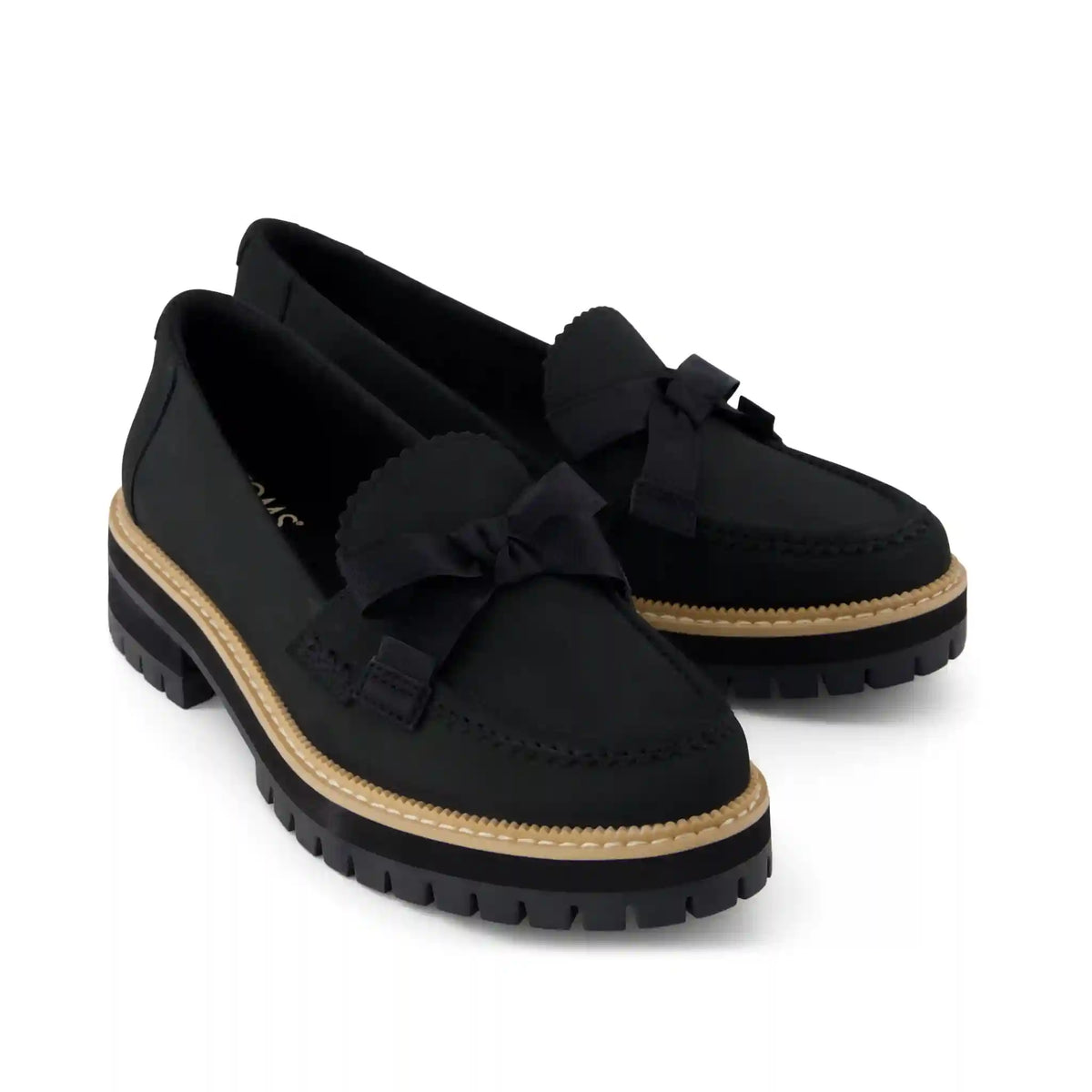 Womens Cara Bow Loafer Black Leather