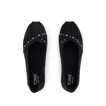 Womens Alpargata Ballet Flat Black Microsuede