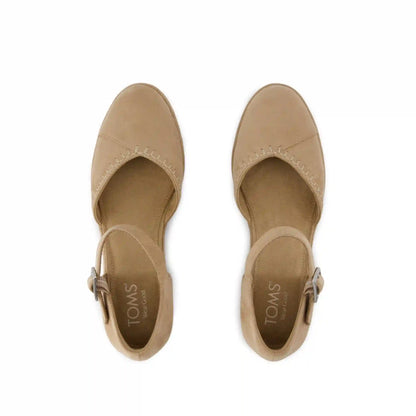 Womens Gwyneth Wedge Taupe Deco Stitch Microsuede