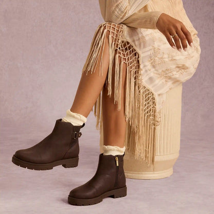 Womens Astrid Boot Water Repellent Chocolate Brown Faux Leather