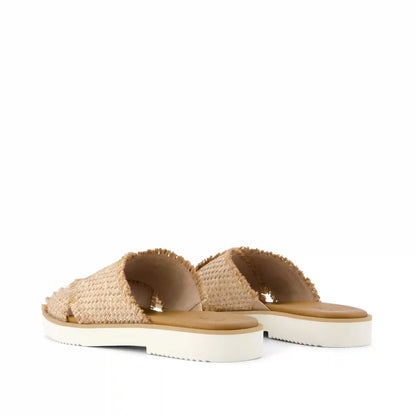 Womens Mae Crossover Slide Sandal Natural Metallic Rafia