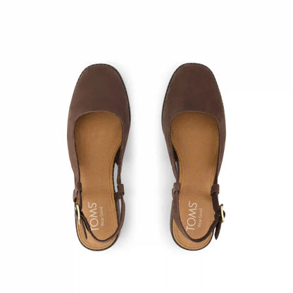 Womens Jaclyn Slingback Heel Chocolate Brown Nubuck Leather