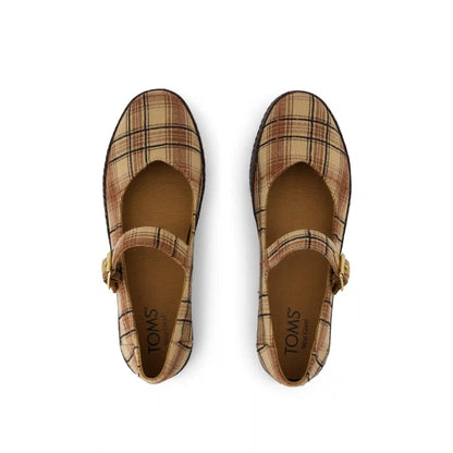 Womens Carolina Mary Jane Espadrille Toffee Textured Plaid