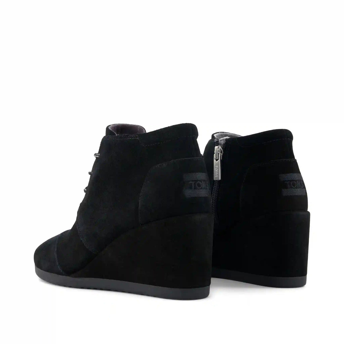Womens Desert Wedge Ankle Bootie Black Suede