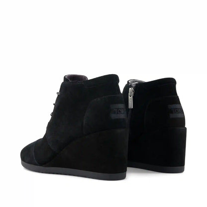 Womens Desert Wedge Ankle Bootie Black Suede