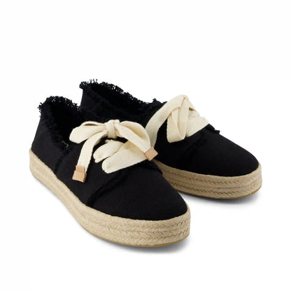 Carolina Lace-Up Espadrille Black Beachside Woven