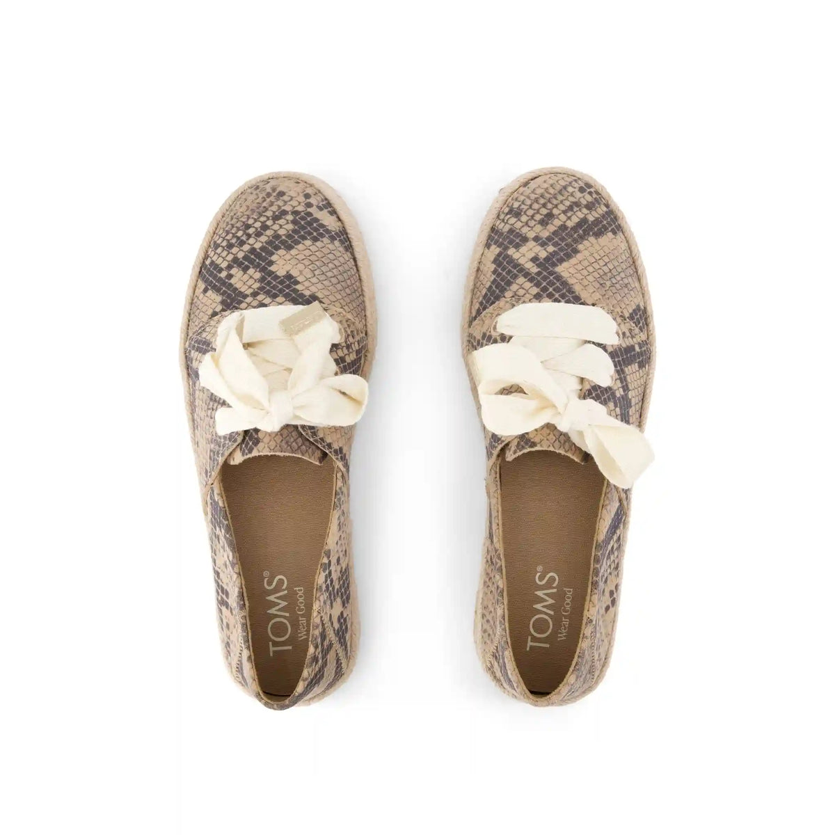 Womens Carolina Lace-Up Espadrille Taupe Snake Print Suede