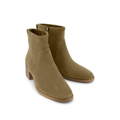 Womens Delilah Heeled Boot Water Repellent Military Olive Suede