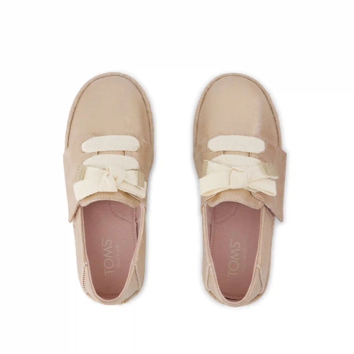 Carolina Lace-Up Kids Espadrille Seashell Metallic Faux Leather